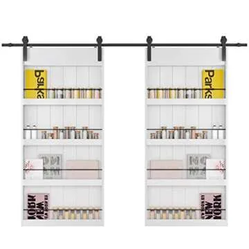 BARNER HOME 84'' Double Sliding Barn Door with Shelf Style