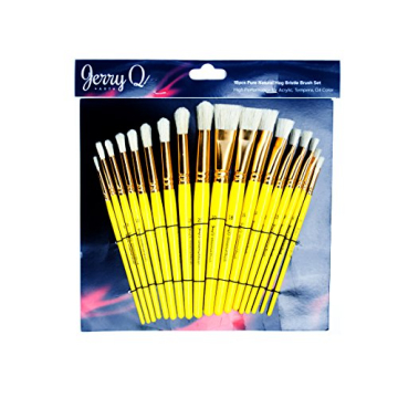 Jerry Q Art 18 Pcs Hog Bristle Brush Set for Painting