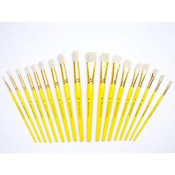 Jerry Q Art 18 Pcs Hog Bristle Brush Set for Painting