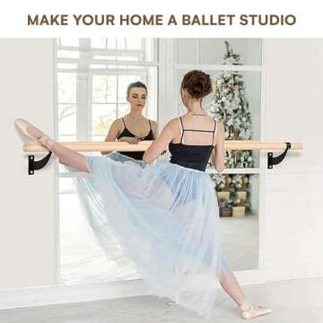 Flybold Wall-Mounted Ballet Barre with Turning Board - Perfect for Home Workouts and Dance Practice ...