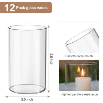 Devilfire 12Pcs Glass Cylinder vases for Centerpieces, 6 Inches Tall Flower Vases Wedding Decoration...