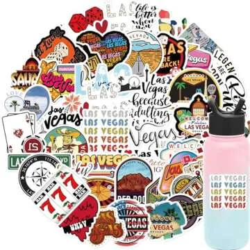 50PCS Nevada Stickers Las Vegas Stickers Pack, Travel Aesthetic Vinyl Waterproof Sticker Decals for Water Bottle,Skateboard,Laptop,Journal,Car Gifts for Kids Teens Adults for Party Supply Reward