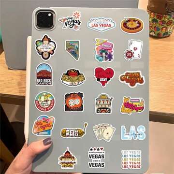 50PCS Nevada Stickers Las Vegas Stickers Pack, Travel Aesthetic Vinyl Waterproof Sticker Decals for Water Bottle,Skateboard,Laptop,Journal,Car Gifts for Kids Teens Adults for Party Supply Reward