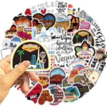 50PCS Nevada Stickers Las Vegas Stickers Pack, Travel Aesthetic Vinyl Waterproof Sticker Decals for Water Bottle,Skateboard,Laptop,Journal,Car Gifts for Kids Teens Adults for Party Supply Reward