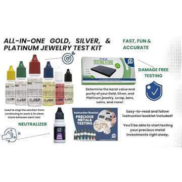 Comprehensive Gold Silver Jewelry Tester Kit – Accurate Appraisal for Gold, Silver, Platinum