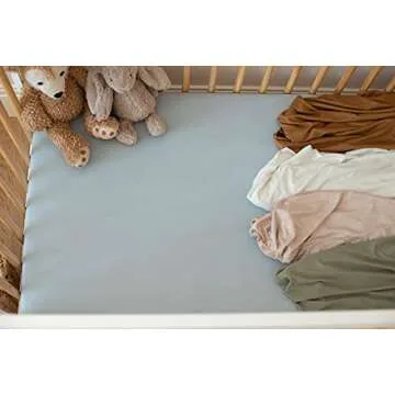 Pobibaby - Single Solid Premium Fitted Baby Crib Sheets for Standard Crib Mattress - Ultra-Soft Cotton Blend, Safe and Snug, and Stylish Solid Crib Sheet (Baby Blue)