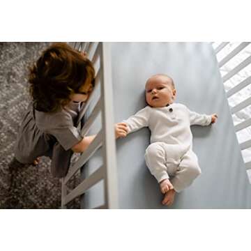 Pobibaby - Single Solid Premium Fitted Baby Crib Sheets for Standard Crib Mattress - Ultra-Soft Cotton Blend, Safe and Snug, and Stylish Solid Crib Sheet (Baby Blue)