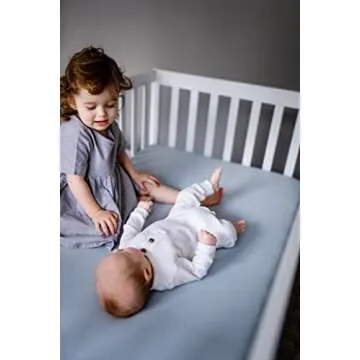 Pobibaby - Single Solid Premium Fitted Baby Crib Sheets for Standard Crib Mattress - Ultra-Soft Cotton Blend, Safe and Snug, and Stylish Solid Crib Sheet (Baby Blue)