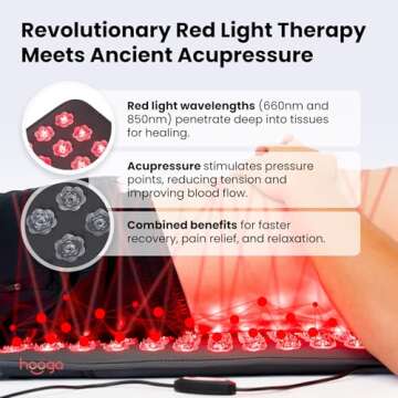 Revolutionary Red Light Therapy Acupressure Spike Mat with Heat & 144 LEDs for Pain Relief and Muscl...
