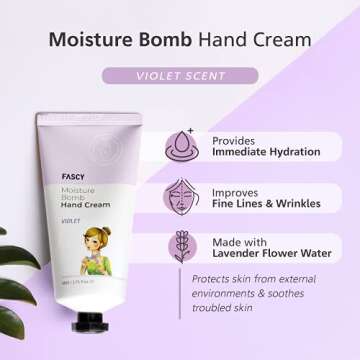 Fascy Violet Scented Moisturizing Hand Cream, Anti-Wrinkle Hand Cream Travel Size Moisturizing Lotio...