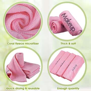 Shimeyao 20 Pack Makeup Washcloths Microfiber Makeup Remover Towels Reusable Quick Dry Face Wash Cloth Soft Washable Fingertip Facial Makeup Towels for Cleansing Hand and Make Up,13x13 Inch(Pink)