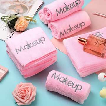 Shimeyao 20 Pack Makeup Washcloths Microfiber Makeup Remover Towels Reusable Quick Dry Face Wash Cloth Soft Washable Fingertip Facial Makeup Towels for Cleansing Hand and Make Up,13x13 Inch(Pink)