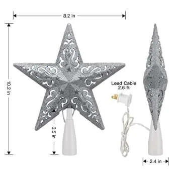 Elegant 8" Silver Glittered Christmas Star Tree Topper