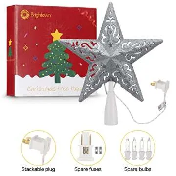 Elegant 8" Silver Glittered Christmas Star Tree Topper