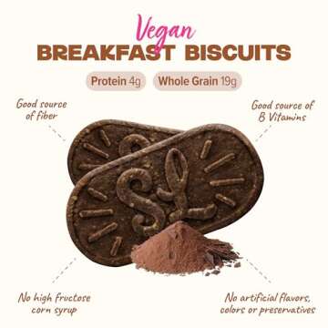 Sweet Loren's Vegan Breakfast Biscuits | Chocolate | 4g Protein, 19g Whole Grains | Plant Based, Gluten Free, Dairy Free, Nut Free Snacks | 3 Pack (15 Total Biscuits, 1.6 ounce each)