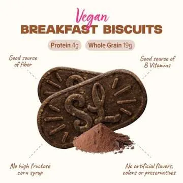 Sweet Loren's Vegan Breakfast Biscuits | Chocolate | 4g Protein, 19g Whole Grains | Plant Based, Gluten Free, Dairy Free, Nut Free Snacks | 3 Pack (15 Total Biscuits, 1.6 ounce each)