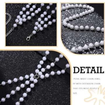 GENBREE Pearl Layered Waist Chain Silver Body Chains Sand Beach Belly Jewelry Accessories for Women