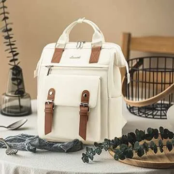 LOVEVOOK Mini Backpack for Women, Small Backpack Purse Cute Daypacks Stylish Bags for Shopping, Work, Dating, White-Brown