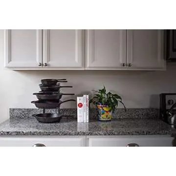 Lodge 5-Tier, Kitchen and Pantry Cast Iron Cookware Storage Organizer, Steel Construction, Matte Black , 11.07 x 8.25 x 14.32