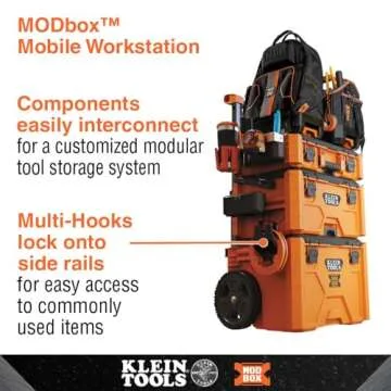 Klein Tools 54816MB MODbox Multi-Hooks, Modular Tool Storage System Side Mounting Accessory, Easy One-Handed Attachment, Versatile Hanging