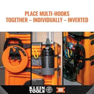 Klein Tools 54816MB MODbox Multi-Hooks, Modular Tool Storage System Side Mounting Accessory, Easy One-Handed Attachment, Versatile Hanging