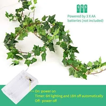 Minetom 2 Pack 6 Ft. Ivy String Lights - Battery Operated 72 LED Artificial Ivy Lights, Warm White Bedroom Vines Lights for Wall Room Window Wedding Indoor Party Festival Decor