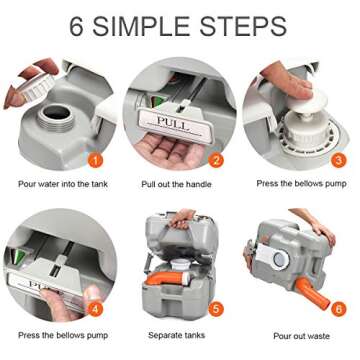 Giantex Portable RV Toilet 5.3 Gallon with Level Indicator,3-Piston Pump Flush,Fresh Water and Waste Split Tank for Camping, Travel Trips,Hiking, Boating Road-tripping Outdoor Travel Portable Toilet
