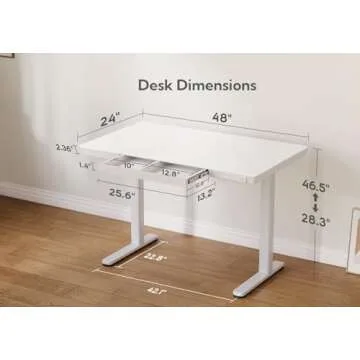 YDN Adjustable Glass Standing Desk with USB Ports