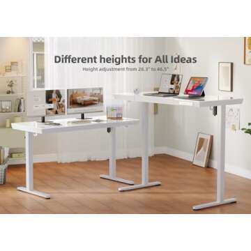 YDN Adjustable Glass Standing Desk with USB Ports