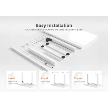 YDN Adjustable Glass Standing Desk with USB Ports