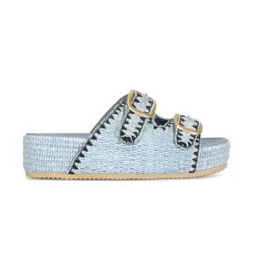 MICIFA Raffia Platform Sandals for Women, Wedges Summer Beach Sandals Comfortable Cute Woven Straw Crochet Sandals Shoes Casual Adjustable Buckle Strap Shoes