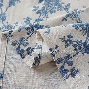Wracra Vintage Rectangle Tablecloth - 55"×102" Blue Floral