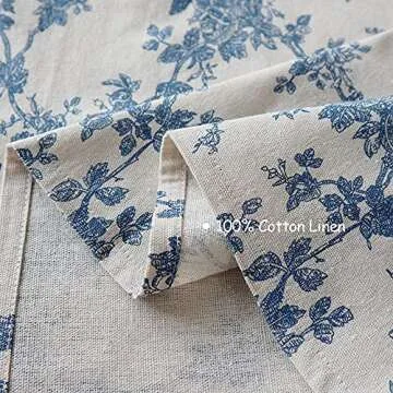 Wracra Vintage Rectangle Tablecloth - 55"×102" Blue Floral