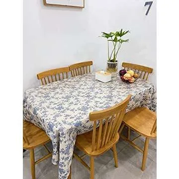 Wracra Vintage Rectangle Tablecloth - 55"×102" Blue Floral