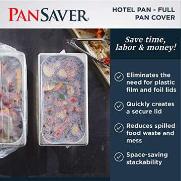 PanSaver Disposable Clear Full Pan Covers for Shrink Tight Food Storage & Easy Transportation - Commercial Food Cover (34 x 7 IN, 50 Pack)