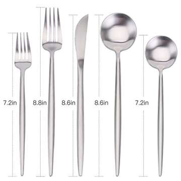 Matte Silverware Set, SHARECOOK 20-Piece Stainless Steel Satin Finish Flatware Set Service for 4, Ki...