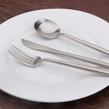 Matte Silverware Set, SHARECOOK 20-Piece Stainless Steel Satin Finish Flatware Set Service for 4, Kitchen Utensil Set, Tableware Cutlery Set for Home and Restaurant