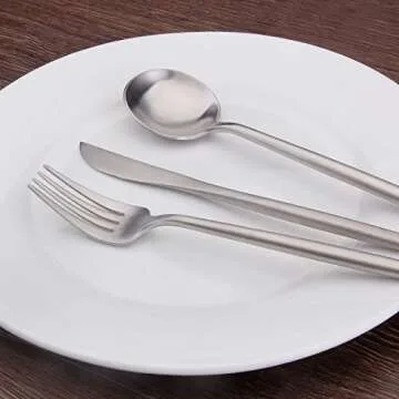 Matte Silverware Set, SHARECOOK 20-Piece Stainless Steel Satin Finish Flatware Set Service for 4, Kitchen Utensil Set, Tableware Cutlery Set for Home and Restaurant