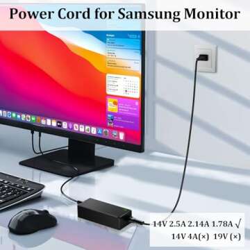 14V Power Cord for Samsung Monitor, SoulBay 14V 3A AC Adapter Charger for Samsung SyncMaster 15" 17"...