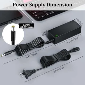14V Power Cord for Samsung Monitor, SoulBay 14V 3A AC Adapter Charger for Samsung SyncMaster 15" 17" 18" 19" 20" 22" 23" 24" 27" Screen TFT LED LCD Monitor TV Notebook Power Supply