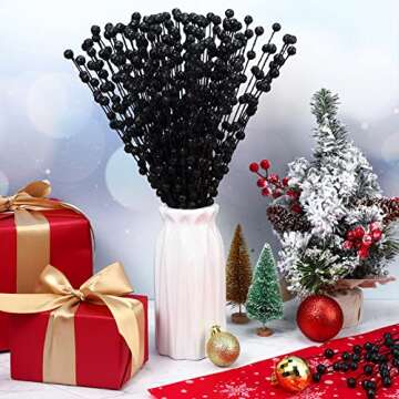 200 Pieces Christmas Berries Artificial Stems Christmas Tree Decorations Fake Christmas Picks for Ho...