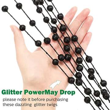 200 Pieces Christmas Berries Artificial Stems Christmas Tree Decorations Fake Christmas Picks for Home Glitter Sticks DIY Wreath Crafts Fireplace Holiday Christmas Decor 13.8 Inches (Black)