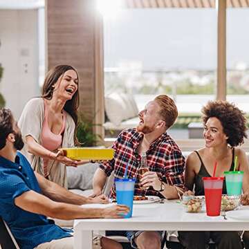 Reusable Plastic Tumblers with Lids & Straws - 9 Pcs 24oz Large Color Changing Cups for Adults Kids Women Party | Tall Iced Cold Straw Drinking Cute Tumbler Cup Bulk