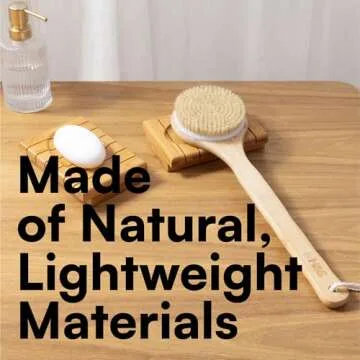 H&S Eco-Friendly Bamboo Long Handled Back Brush for Exfoliating