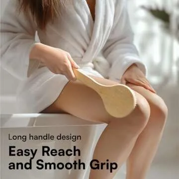 H&S Eco-Friendly Bamboo Long Handled Back Brush for Exfoliating