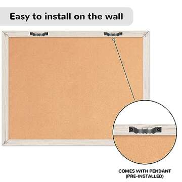 Monthly Whiteboard Calendar & Corkboard for Wall, Magnetic 17"x13" Dry Erase Board with White Wood Framed, 2in1 White Board Cork Board Combo, Calendar Bulletin Board for Kitchen Planner Memo Office