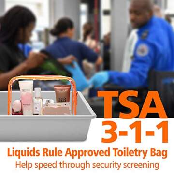 PACKISM Clear Makeup Bag with Zipper, 3 Pack TSA Approved Toiletry Bag, Beauty Cosmetic Bag, Quart S...