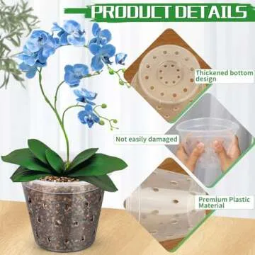 FUIJOL Orchid Pots with Holes for Repotting 8 Pack, 4 5 6 7 Inch Clear Pots for Orchids with Drainage Indoor Outdoor, Plastic Flower Plant Pot Indoor Outdoor, Slotted Orchids Planter (7 Inch)