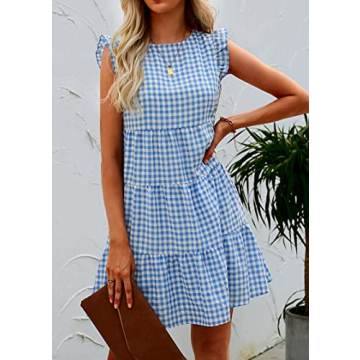 KIRUNDO Women's Sleeveless Ruffle Summer Floral Dress