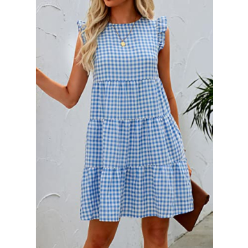 KIRUNDO Women's Sleeveless Ruffle Summer Floral Dress